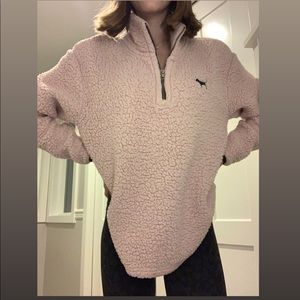 PINK Victoria’s Secret Sherpa Quarter-Zip Hoodie